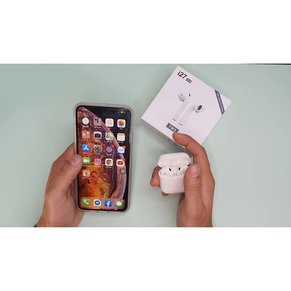 Tai Nghe i27 TWS Bluetooth Không Dây - Tặng Case Airpods Tương Thích IOS, Android Mới Nhất 2019