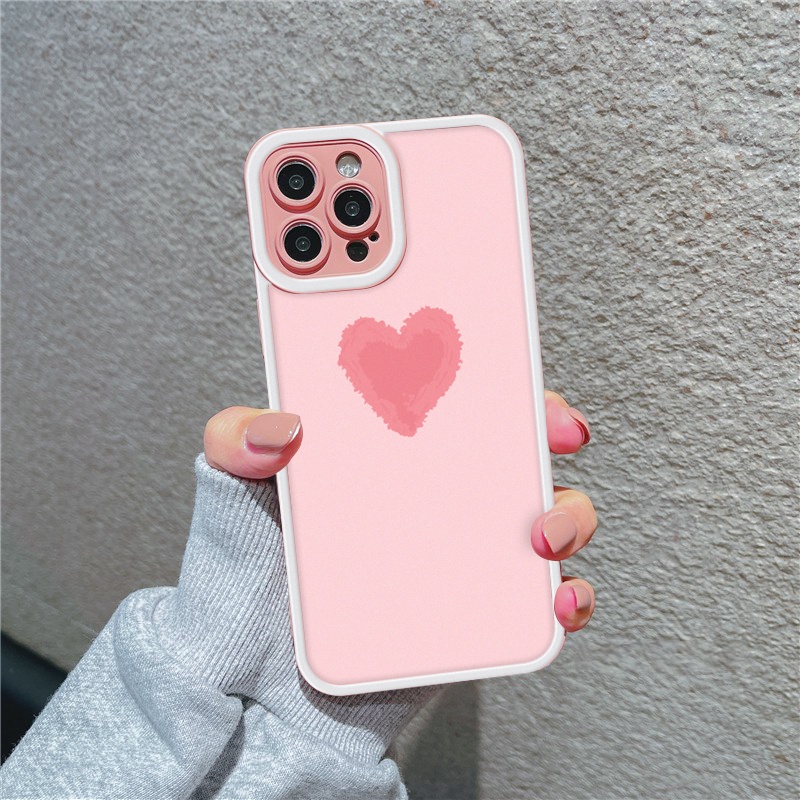 Ốp lưng iphone cạnh vuông lỗ camera tim hồng 6splus/7/7plus/8/8plus/x/xr/xs/11/12/13/pro/max/plus/promax-Awifi U2-5