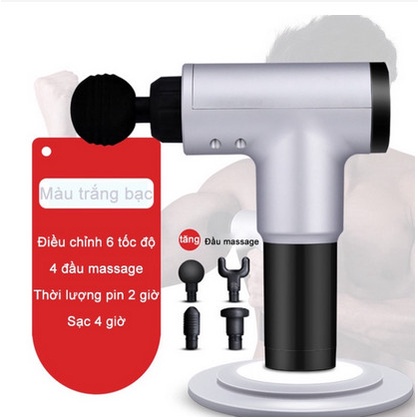 Súng massager giãn cơ bắp fascial gun - 4 Đầu 6 Chế Độ Fascial Giảm Cơ Căng Cơ Trị Nhức Mỏi Vai Gáy [ Chính Hãng ]