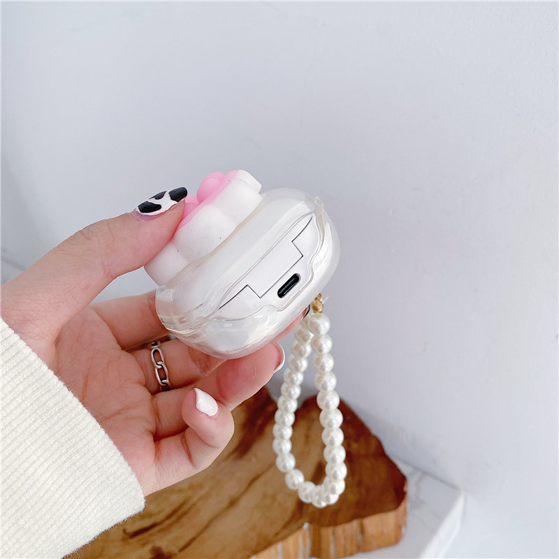 Vỏ đựng bảo vệ hộp sạc tai nghe Samsung Galaxy Buds Live chống sốc màu trong suốt hình bàn chân mèo dễ thương