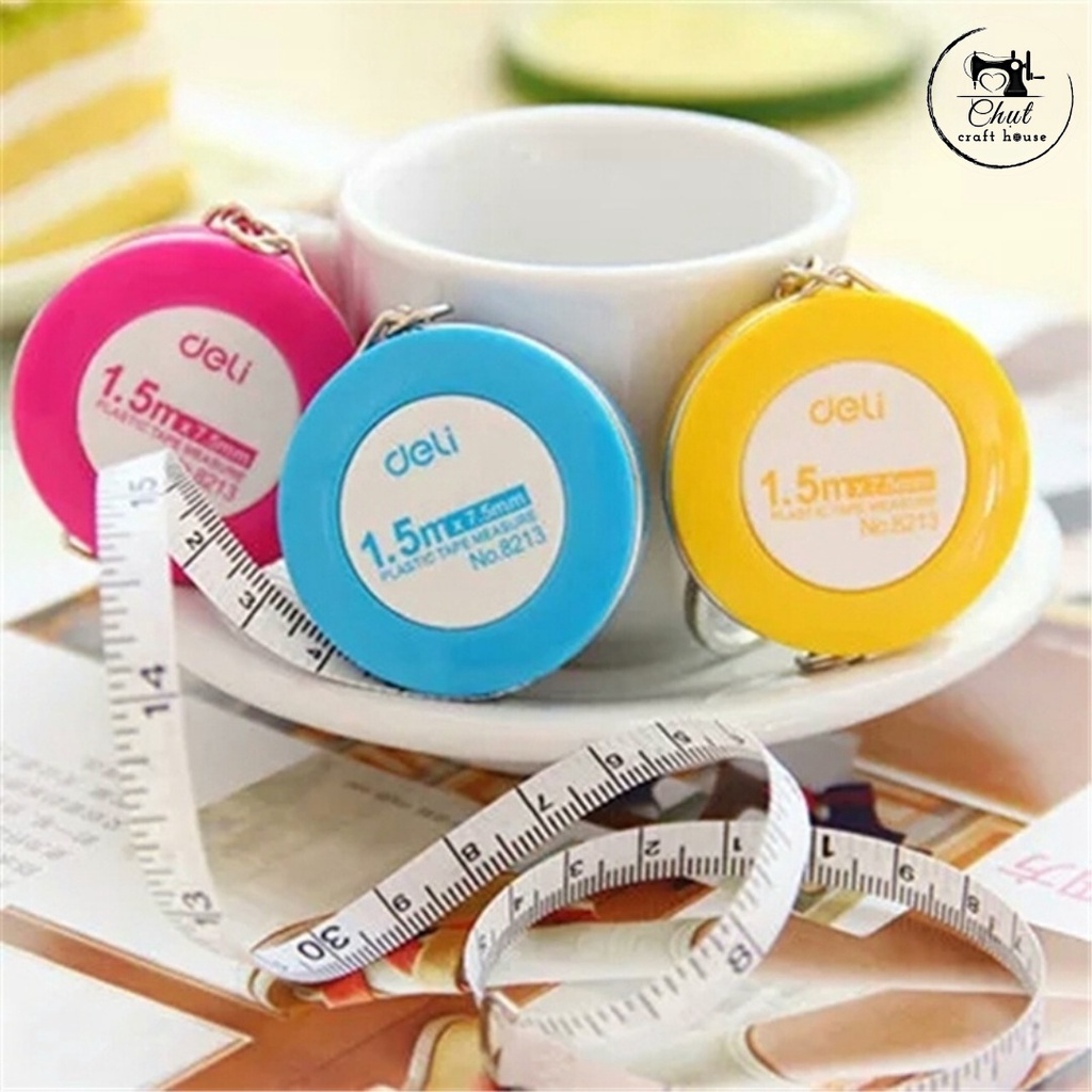[Chính hãng] Thước cuộn DELI dây rút tự động - Dài 1m5 có móc treo tiện lợi