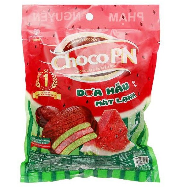 BÁNH SOCOLA KEM VỊ DƯA HẤU MÁT LẠNH CHOCO PN GÓI 204G (12 CÁI)