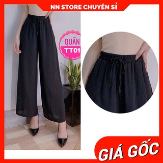 Quần dài nữ ống rộng chất voan mềm mịn mát lưng thun co giãn thoải mái TT01