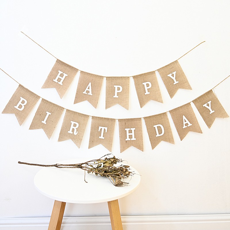 Dây Chữ Happy Birthday vải bố phụ kiện trang trí sinh nhật hàn quốc