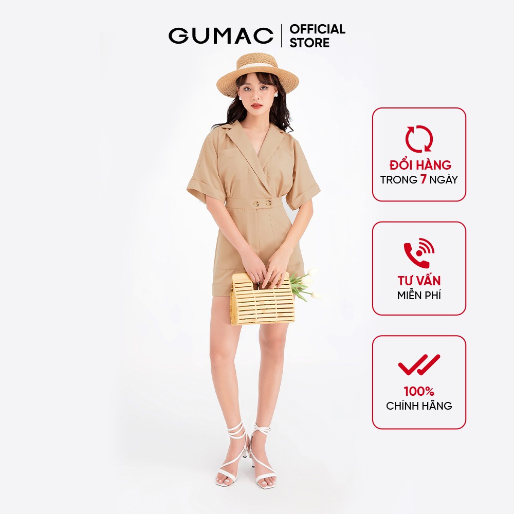 [Mã WABRG208 giảm 10% tối đa 50k đơn từ 250k] Jumpsuit phối túi GUMAC màu nâu đủ size quyến rũ DB714