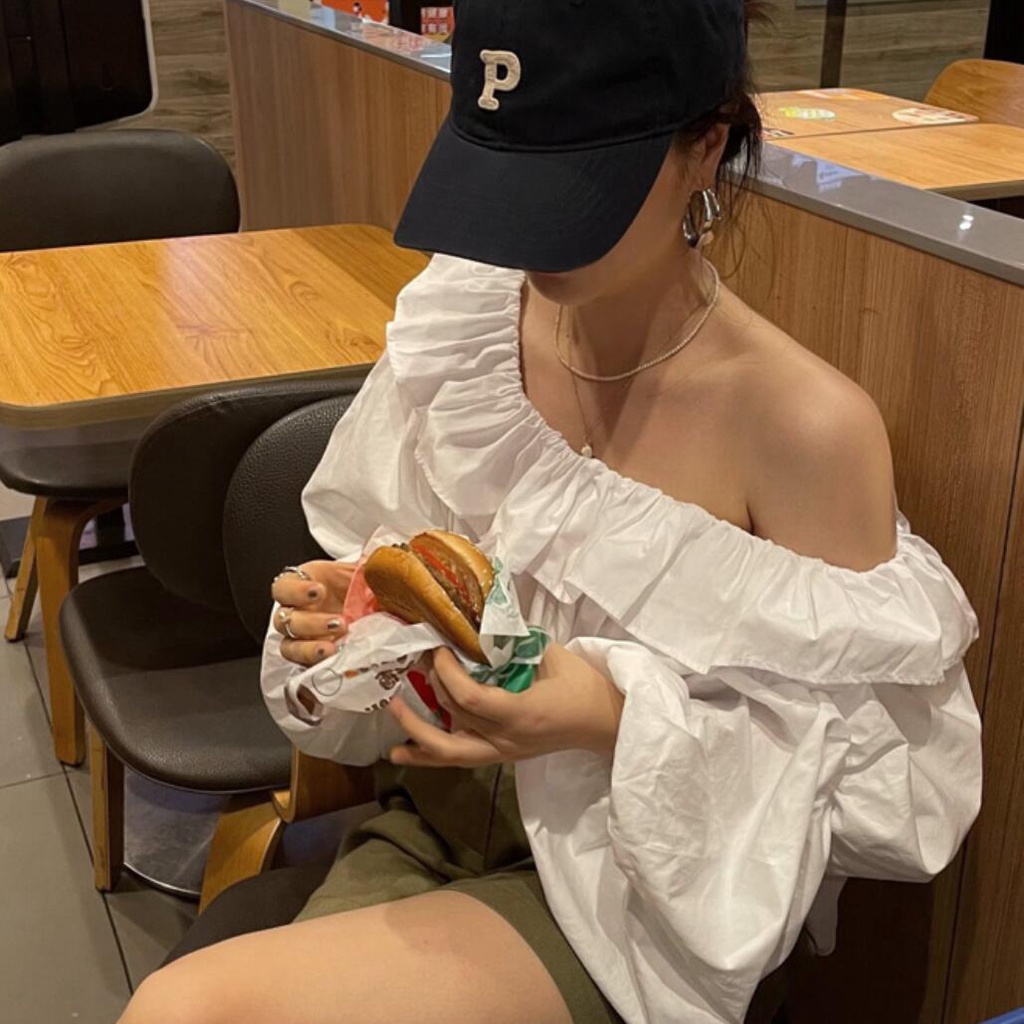 Áo Kiểu Tay Phồng Trễ Vai Phong Cách Pháp Thời Trang Cho Nữ