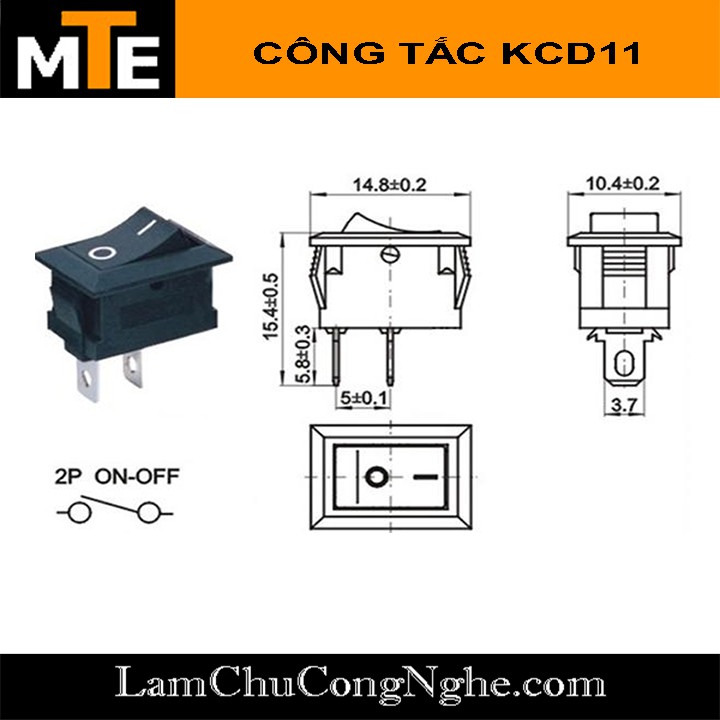 Combo 10 Công tắc bập bênh KCD11-101 6A 250V 2 Chân