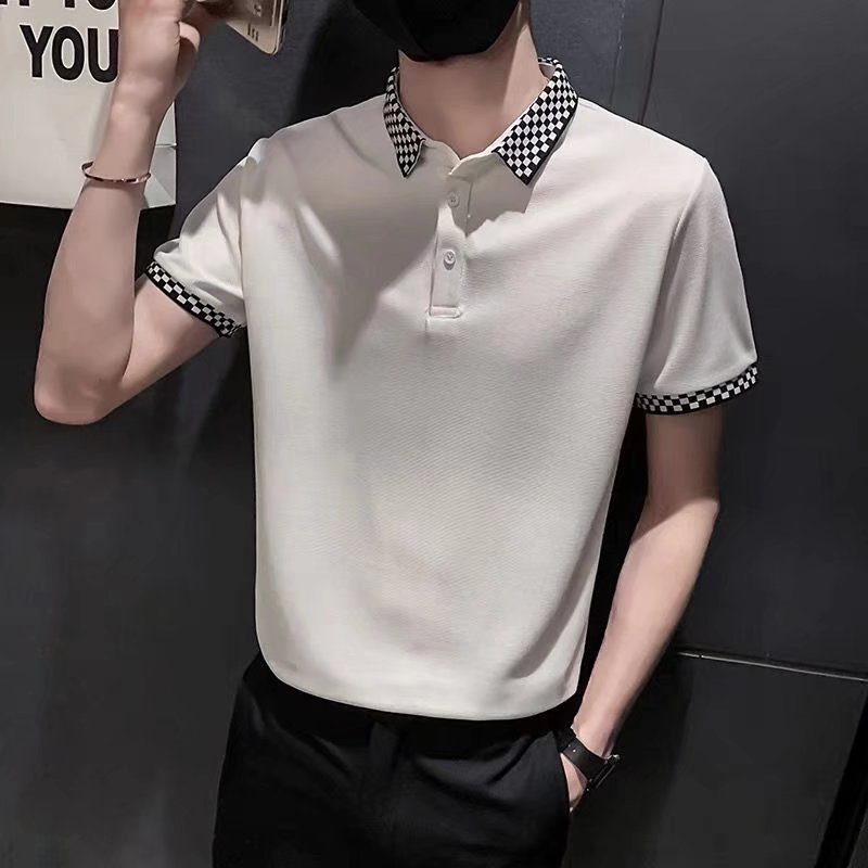 Áo polo Tay Ngắn Họa Tiết Sọc Caro Trắng Đen Thời Trang Cho Nam Hàn Quốc simple unisex áo thun có cổ