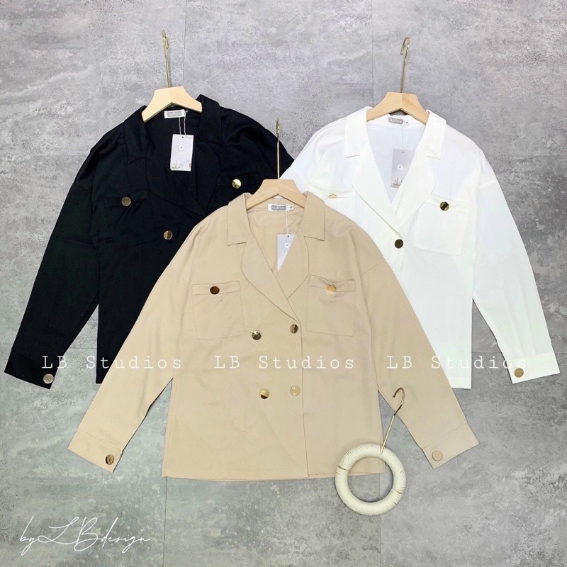 ÁO CỔ VEST PHỐI NÚT