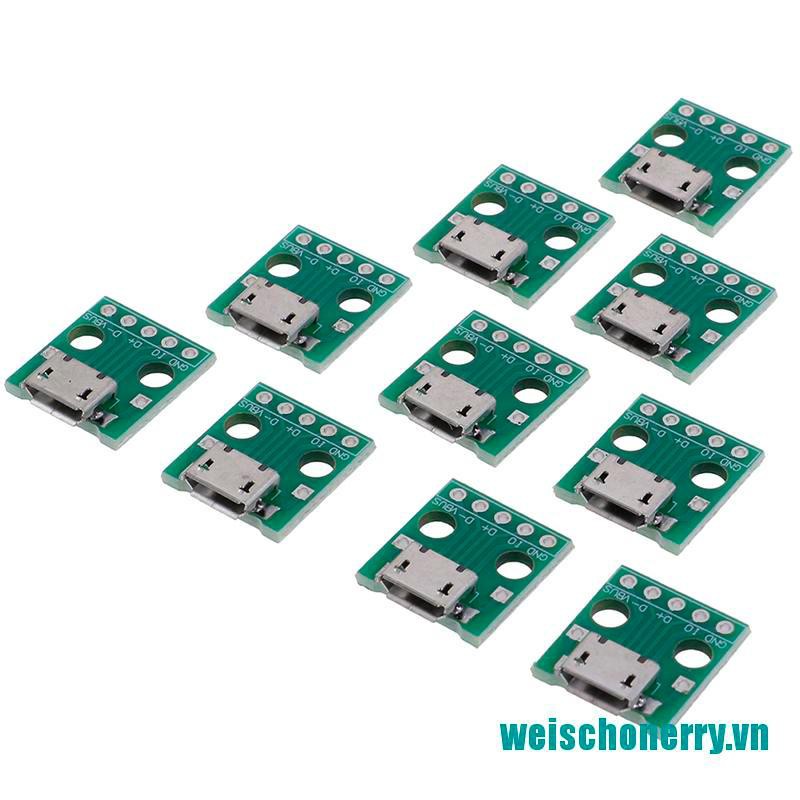 Weischoenrry◑Set 10 Đầu Chuyển Đổi MICRO USB Sang DIP 5Pin Female