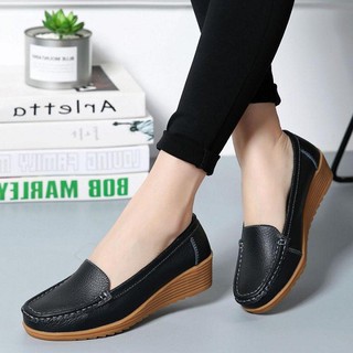 GIÀY DA NỮ, GIÀY Lười Da Nữ Đế Cao 4cm SP50