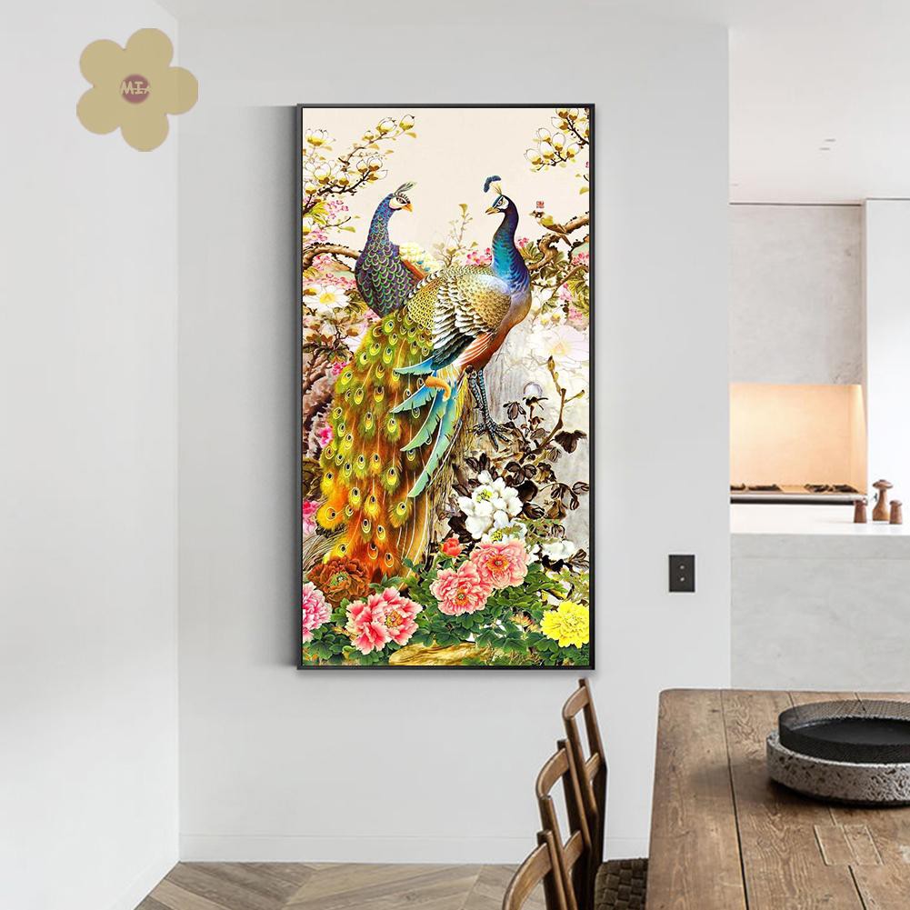 Bộ Tranh Đính Đá Tự Làm Hình Chim Công