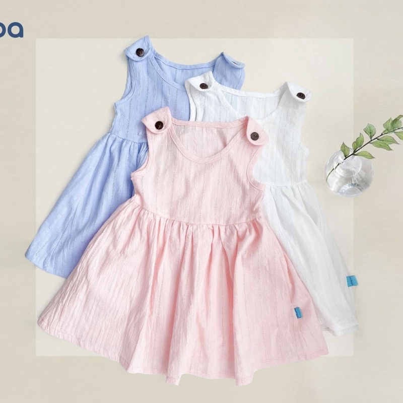 MP616 Váy bé gái cúc vai cotton Mompa (1-5T)