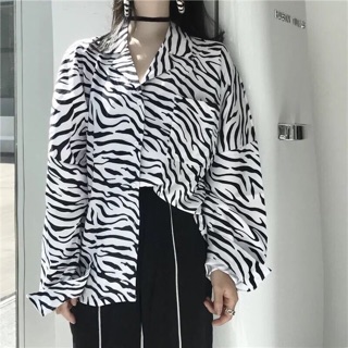 Áo sơmi ngựa vằn form rộng