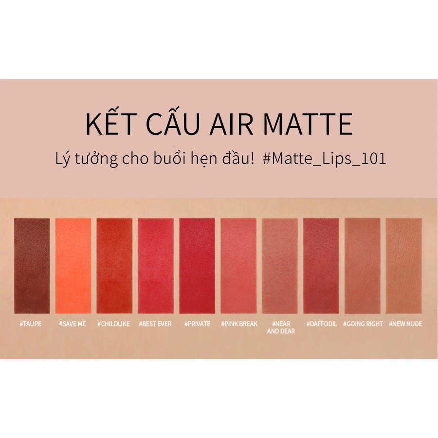 Son Kem Lì 3CE Velvet Lip Tint chillike -taupe- bitter hour-đỏ đất