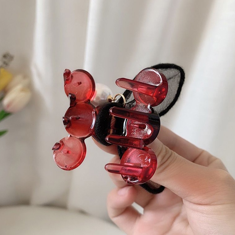 1 Kẹp Tóc Dạng Lưới Màu Đen Đính Ngọc Trai Thanh Lịch Cho Nữ