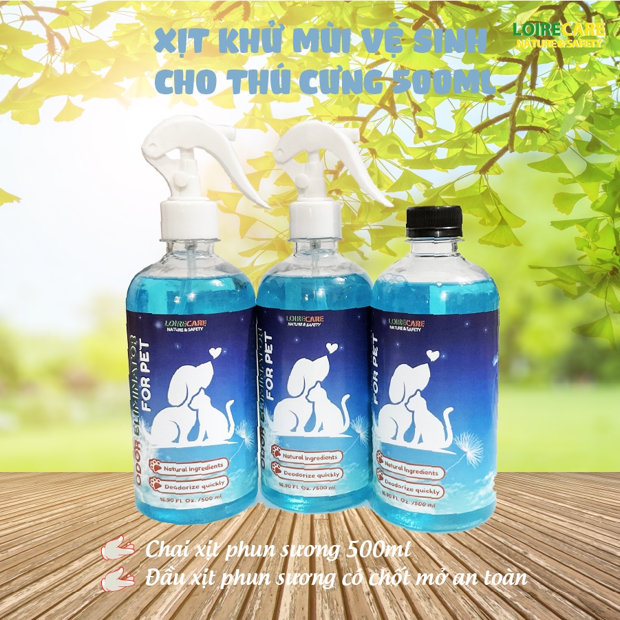 Xịt khử mùi nước tiểu chó mèo LoireCare. Khử mùi hôi cát, chuồng chó mèo. Khử mùi nhà vệ sinh dung tích 500ml - BomPet