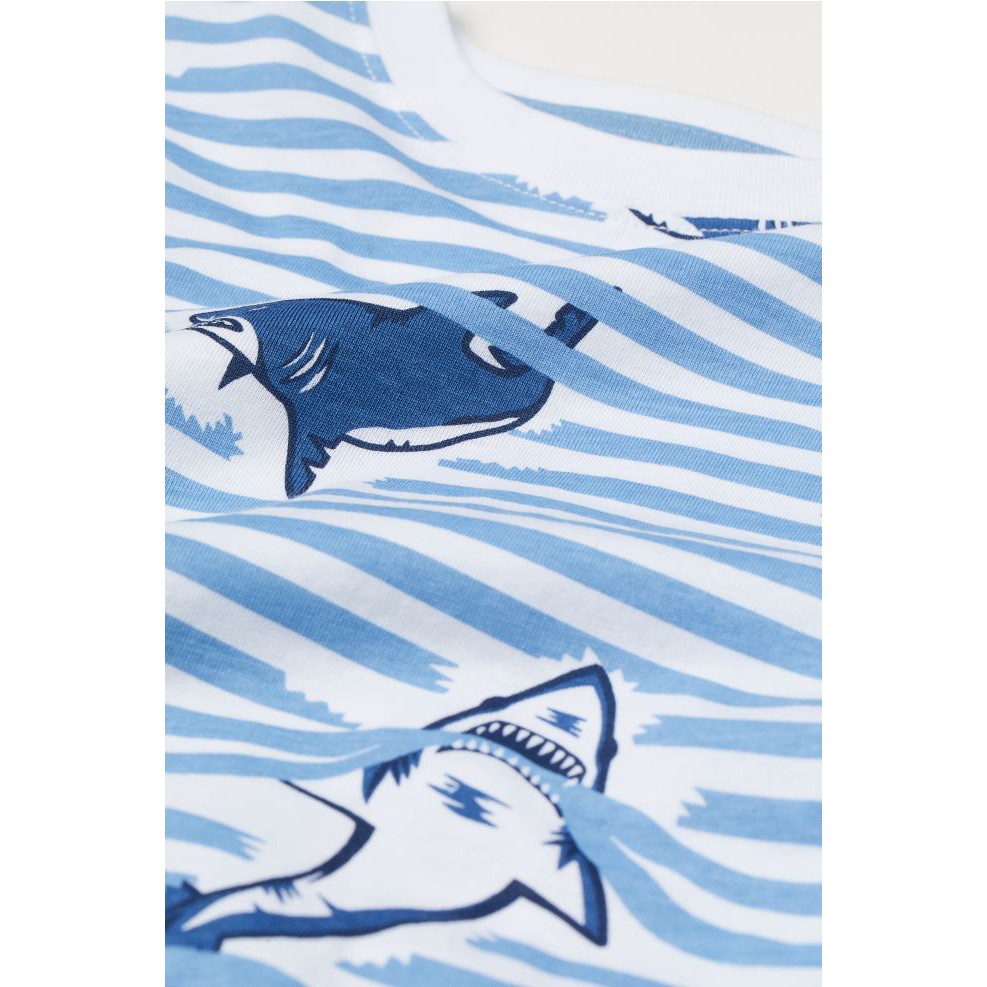 Áo phông shark kẻ xanh size 2-4Y, 8-10Y HM H&amp;M _hàng chính hãng Mỹ