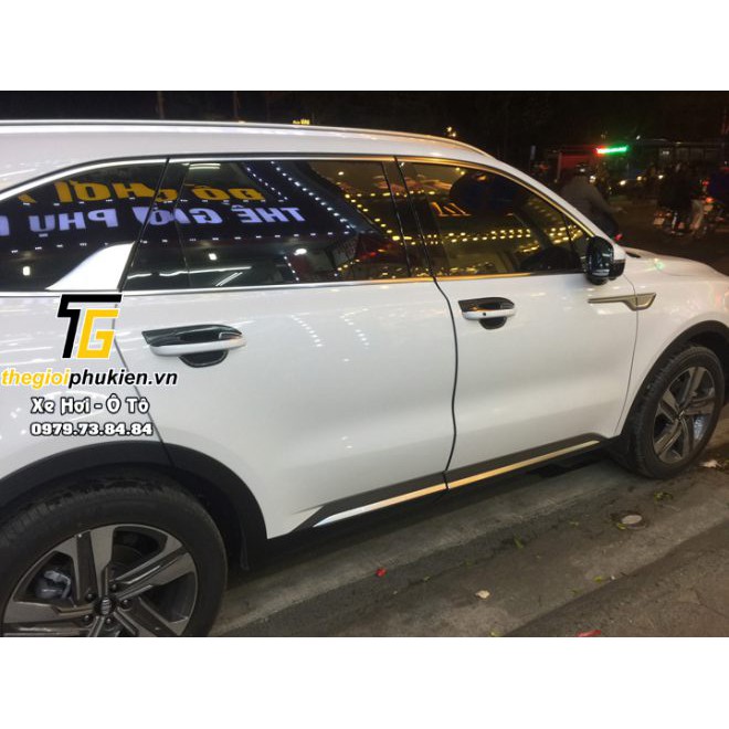 Ốp hõm cửa cacbon xe Kia Sorento 2021 nhựa ABS vân Carbon cao cấp