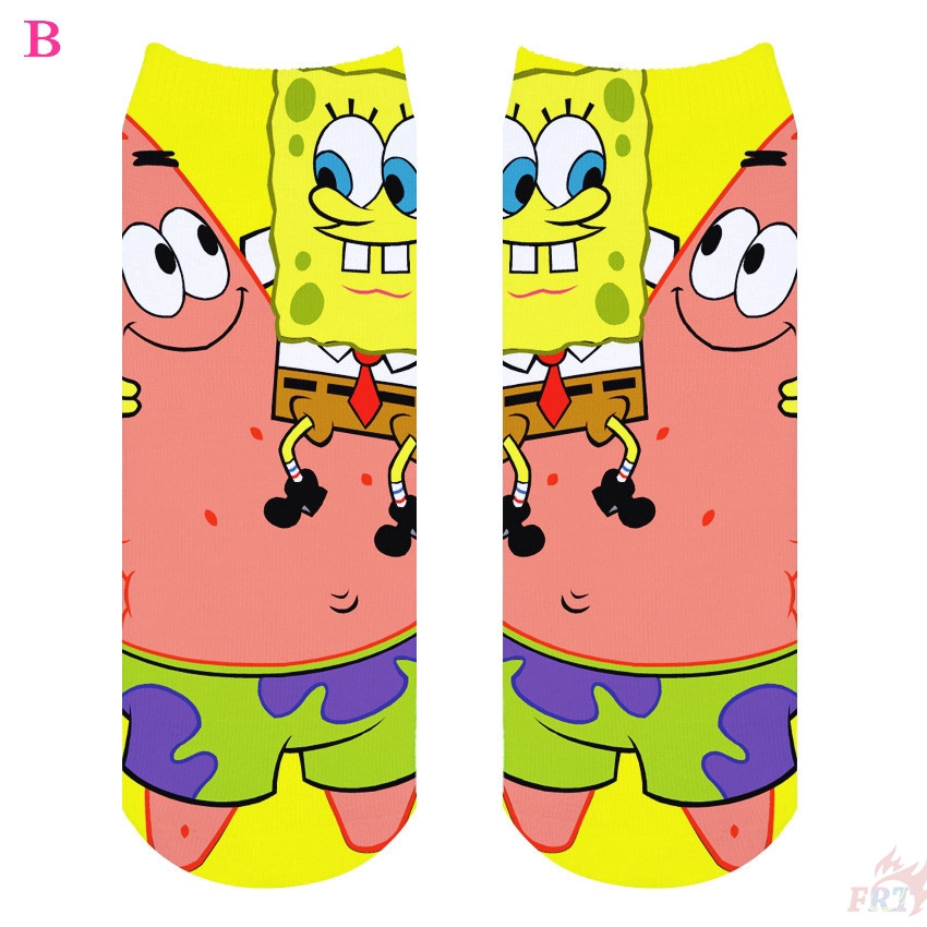 ✨ Ready Stock ✨  ❀Spongebob Squarepants Tất❀ Harajuku Smile Cotton Ankle Socks
