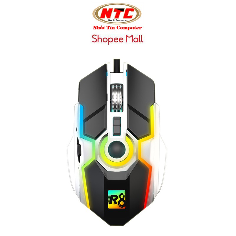 Chuột 8D Gaming R8 1638 DPI 6000 đẹp lung linh - chơi game cực chất (Đen) - Nhất Tín Computer