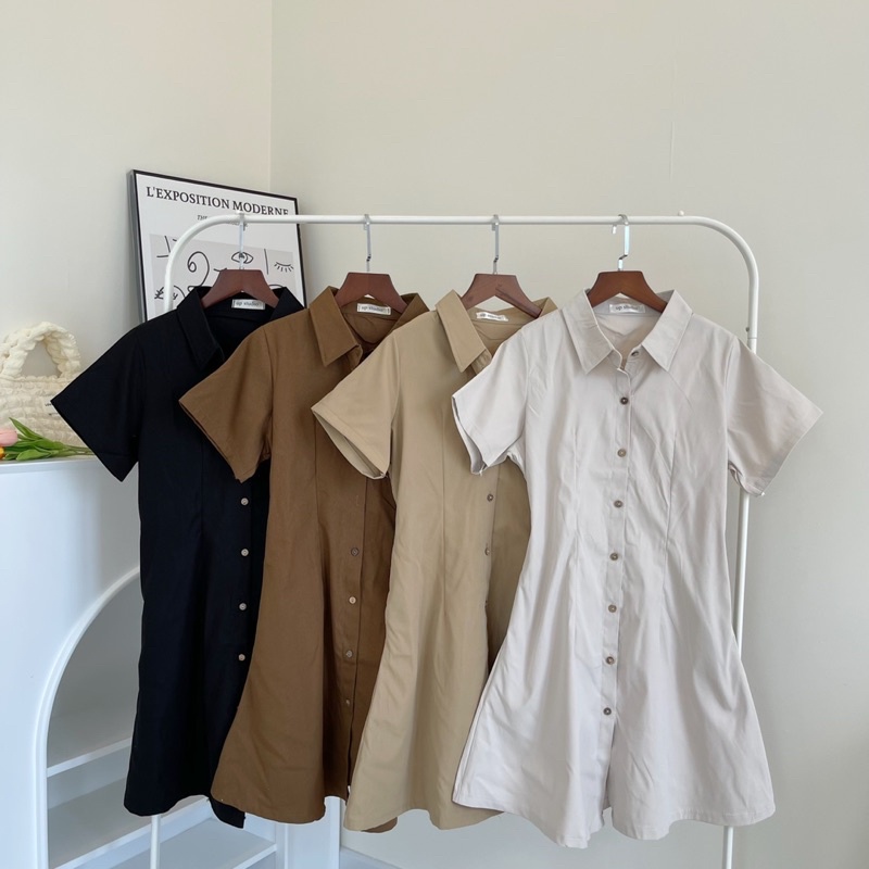 Đầm Polo Trơn Basic Sau Lưng Có Chun Co Giãn