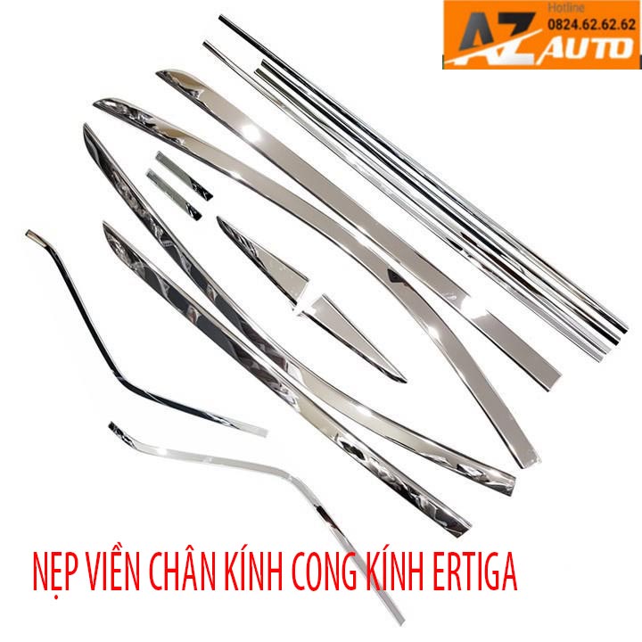 Nẹp viền chân kính, cong kính xe Suzuki ERTIGA 2019-2022 chất liệu inox cao cấp, có phần chữ z