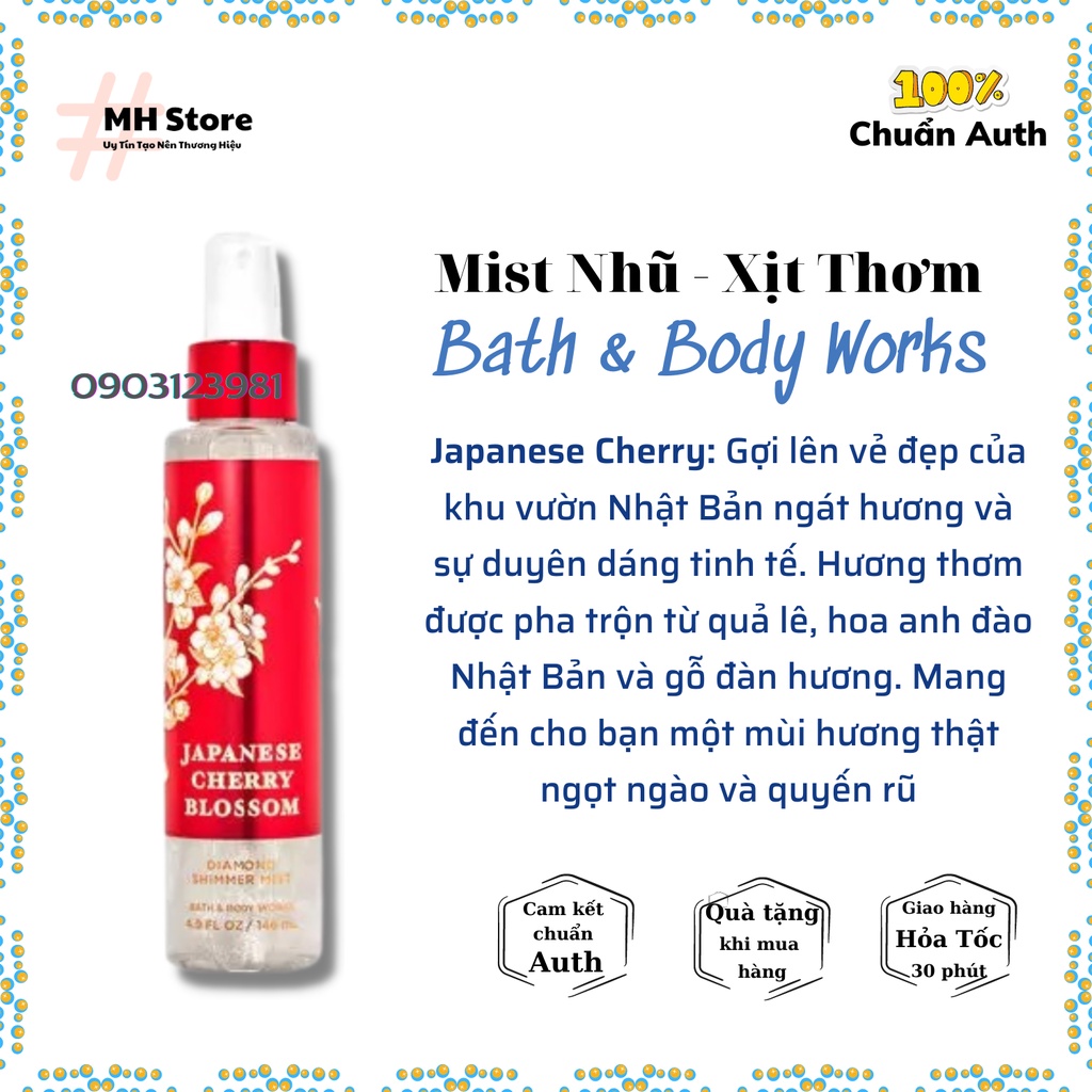 Xịt toàn thân BATH & BODY WORKS Full size 236ml, chính hãng nhập từ Mỹ