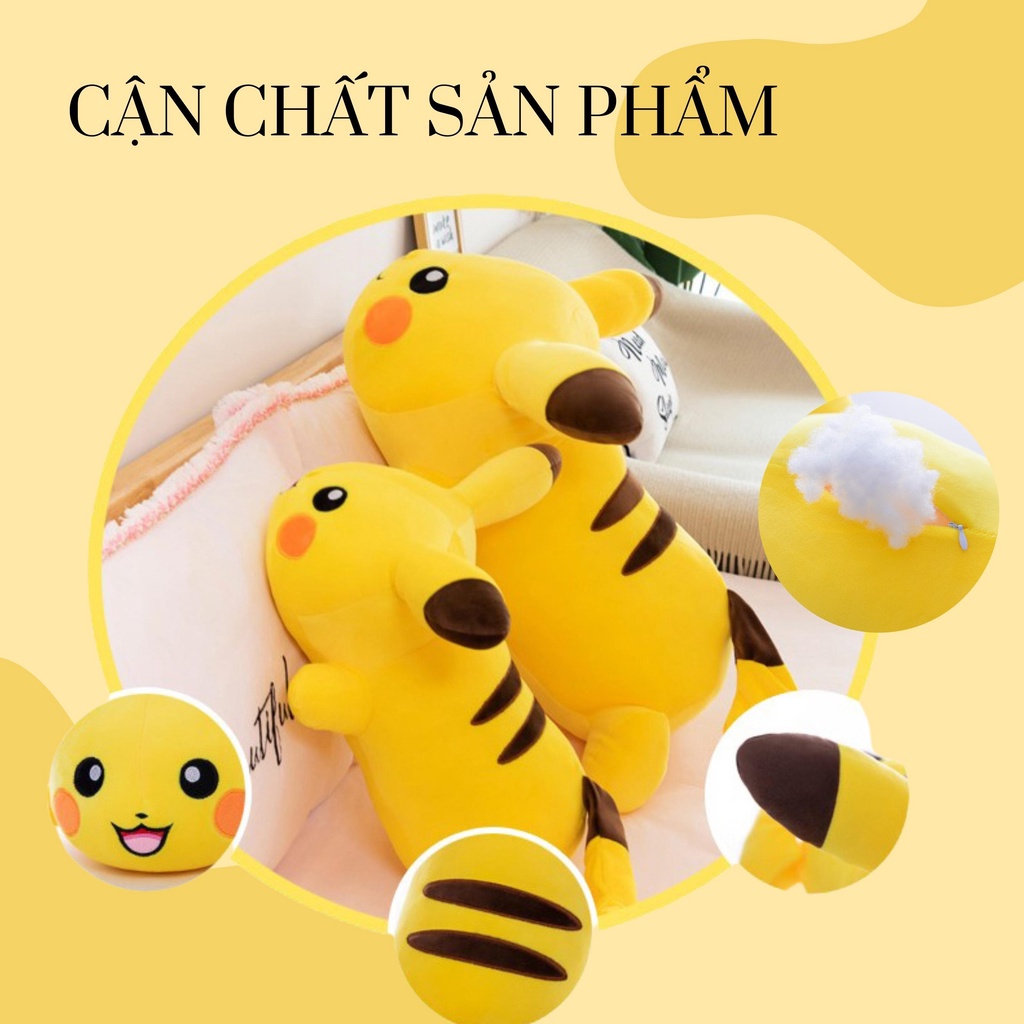 Gấu Bông Pikachu - Pikachu nhồi bông  siêu đáng yêu - vải nhung mịn màng co dãn