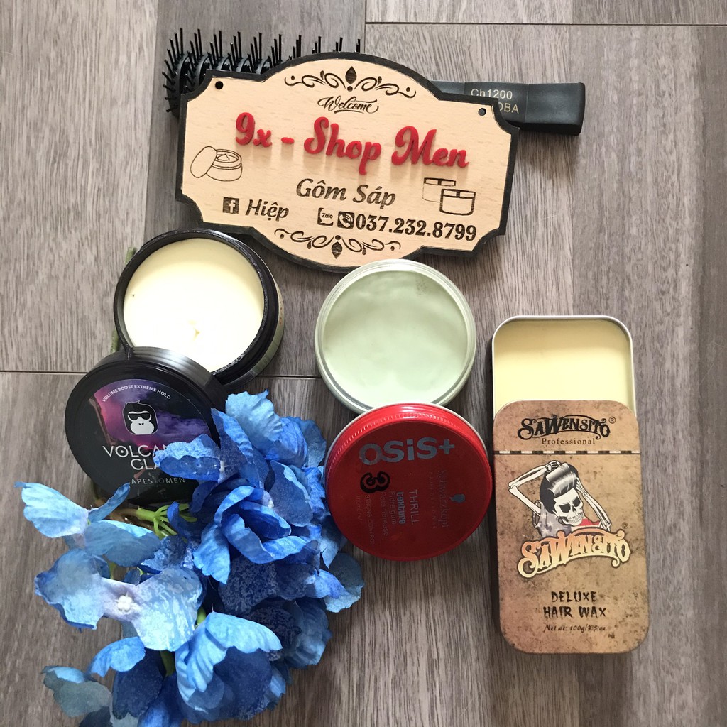 Combo 3 Sáp Vuốt Tóc SAWENSITO DElUXE HAIR WAX+Osis Thrill+VOLCANIC CLAY ( ĐEN)