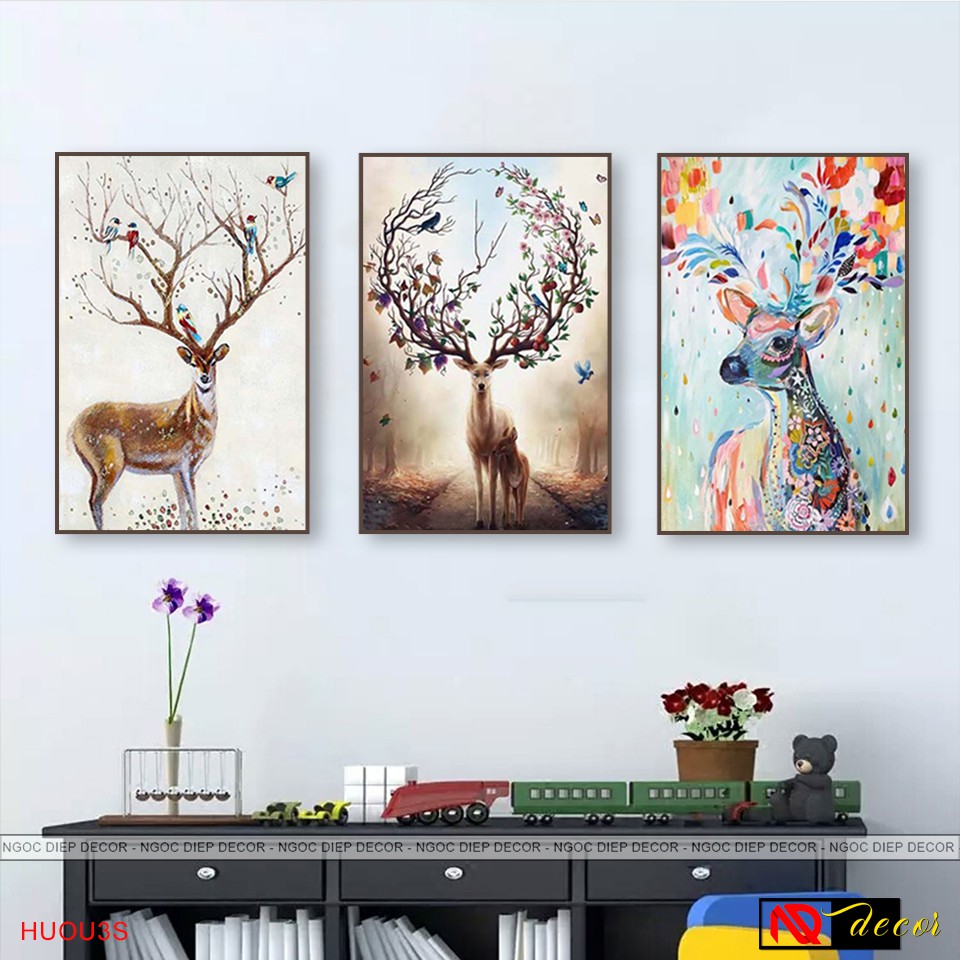 20 Mẫu Tranh Treo Tường Tranh Decor canvas trang trí phòng khách phòng ngủ kích thước 40cm x 60cm x 3 tranh.