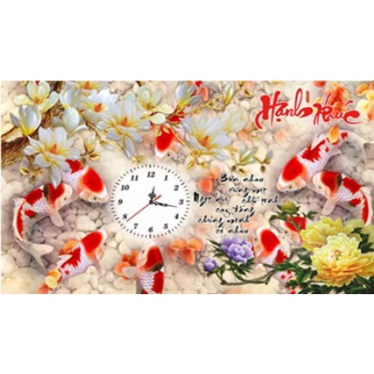Tranh thêu chữ thập đồng hồ - Hạnh phúc LV3366-60x45cm
