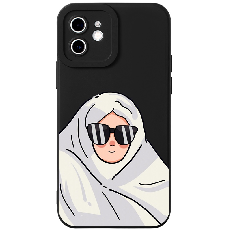 Ốp lưng JURSUE hoạt hình cặp đôi dễ thương đẹp đen Cho iPhone 14 13 12 11 Pro Max SE 2020 X XR XS 8 7 ip 6S 6 Plus Y2317