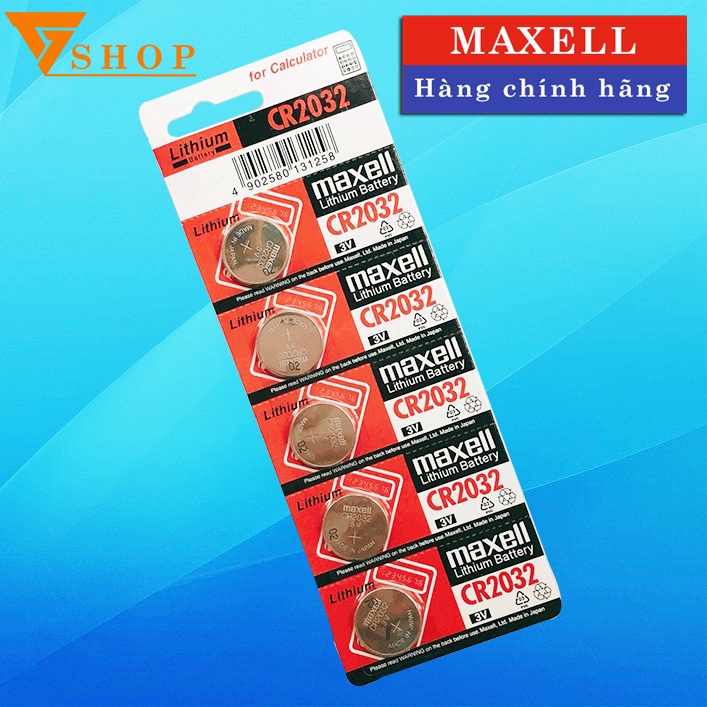 Vỉ Pin CR2032 Lithium 3V MAXELL Made in japan ( chính hãng)