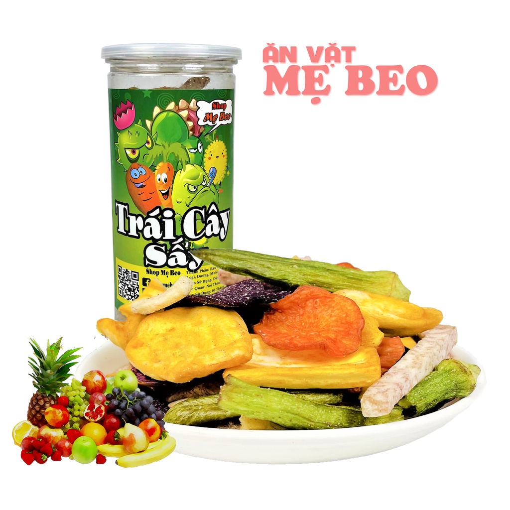 Trái cây sấy khô thập cẩm 300Gr Mẹ Beo đồ ăn vặt cực ngon