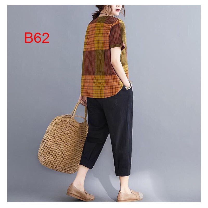 Bộ Đồ Nữ Form Xuông Quần Lửng Chất Đũi Mát Phong Cách Đơn Giản Thanh Lịch