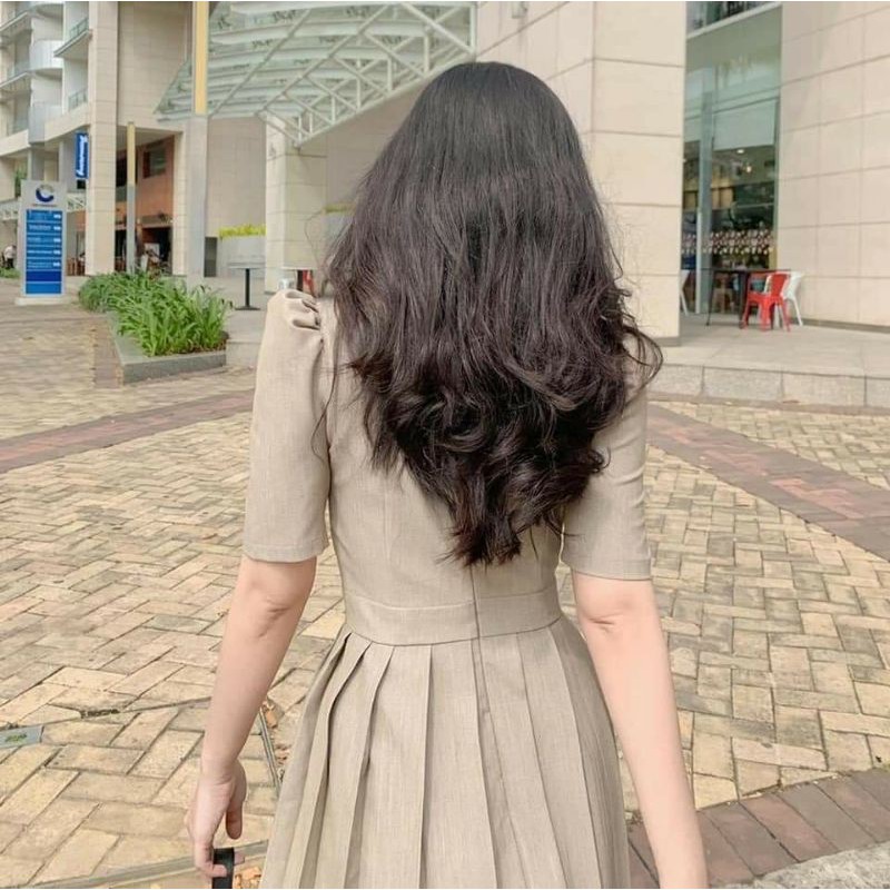 Jumsuit cổ vuông xếp ly /Jumsuit thiết kế / Đầm đạo phố