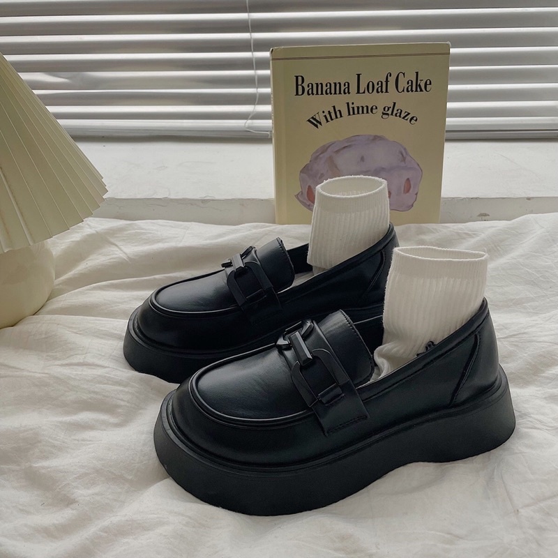 Giày oxford nữ độn đế cao,Giày da ulzzang nữ phong cách Hàn Quốc OX55