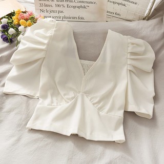 [Sẵn ảnh thật] Áo croptop hot trend Tik Tok lưng chun trắng