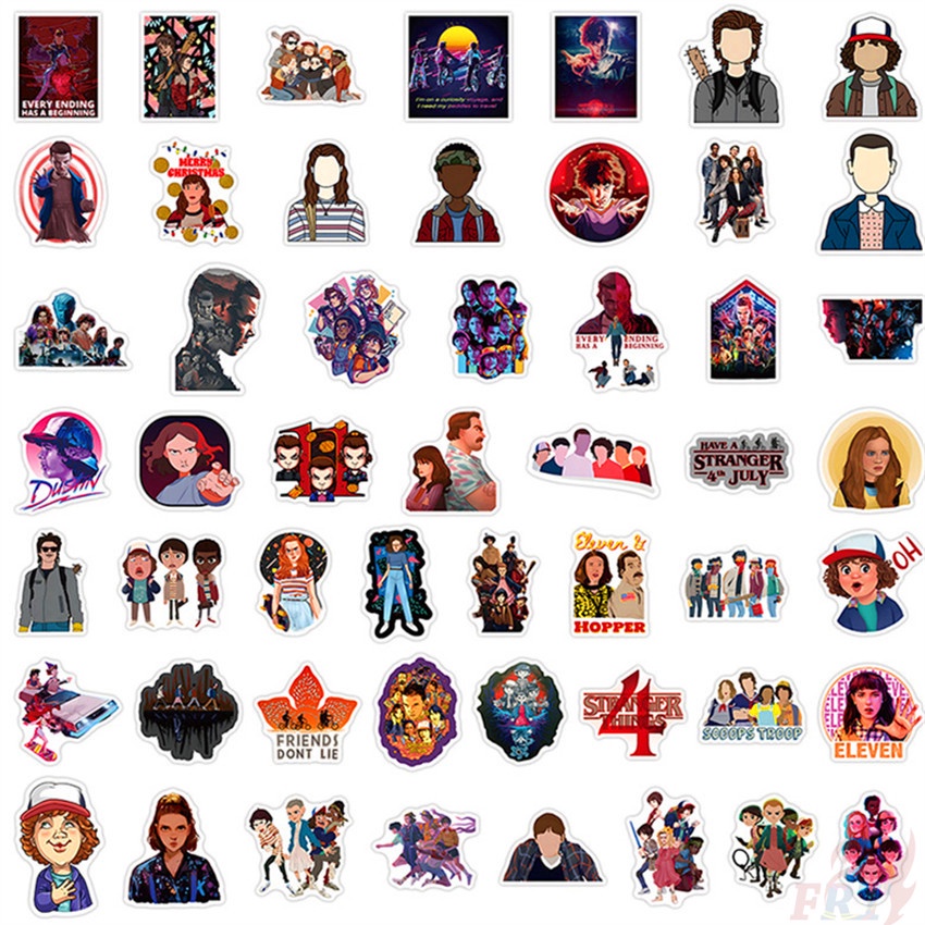 Set 100 miếng dán hình Stranger Things dòng A trang trí thời trang chống nước DIY