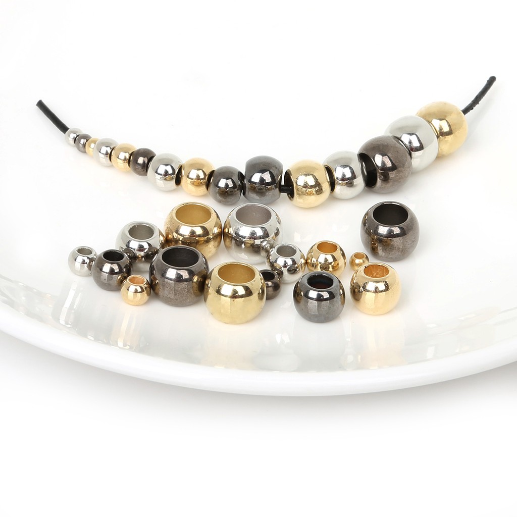 BEADIA Hạt Xỏ Lỗ Lớn Bằng Kim Loại Nhựa 4mm/6mm/8mm/10mm/12mm Làm Trang Sức