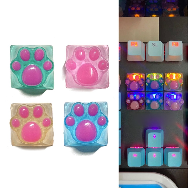 Nút Bàn Phím Cơ OEM Bằng Nhựa Resin Hình Bàn Chân Mèo Cho Cherry MX Switches RGB
