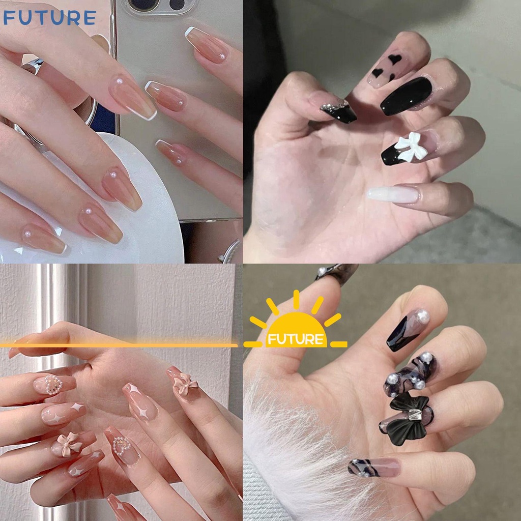 Set 24 Móng Tay Giả Có Thể Tháo Rời Che Phủ Toàn Diện Tiện Dụng