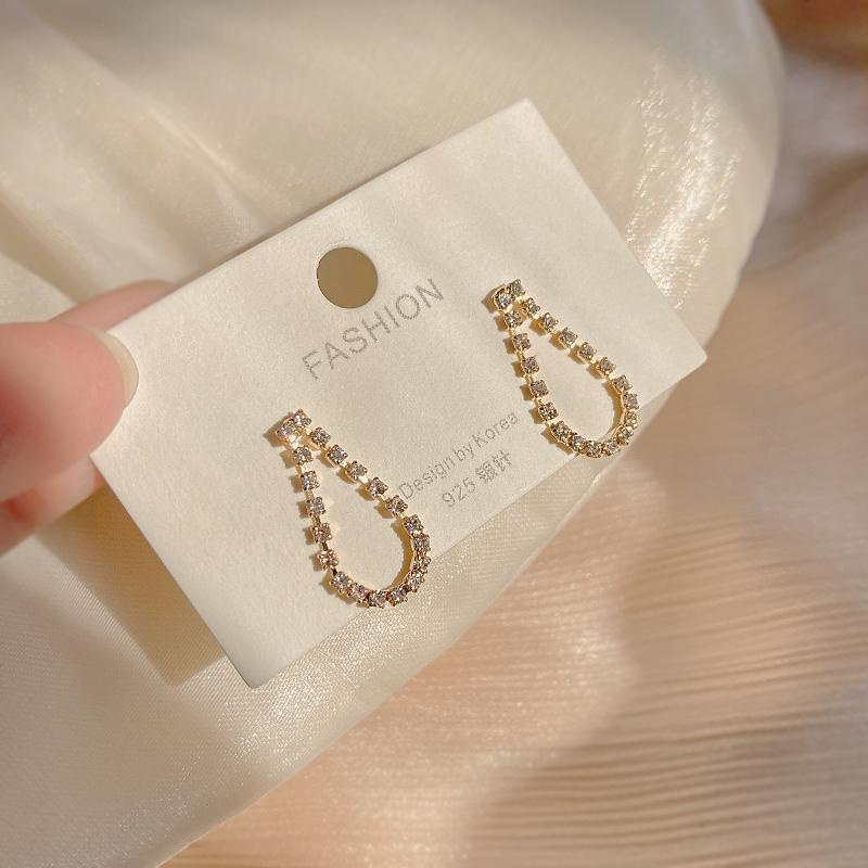 Bông Tai Hình Giọt Nước Đính Đá Thời Trang Dành Cho Nữ