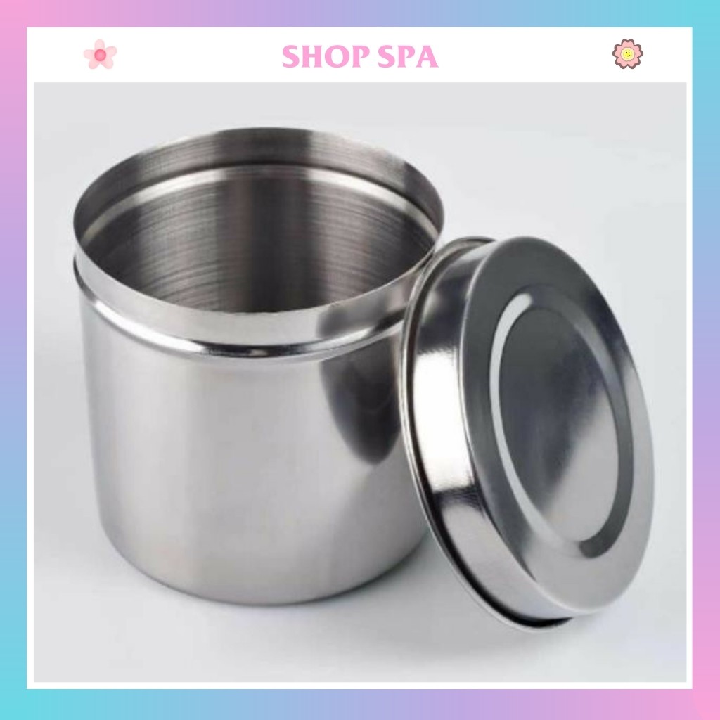 Hũ inox đựng bông dùng đựng bông, dụng cụ phun xăm, dụng cụ y tế