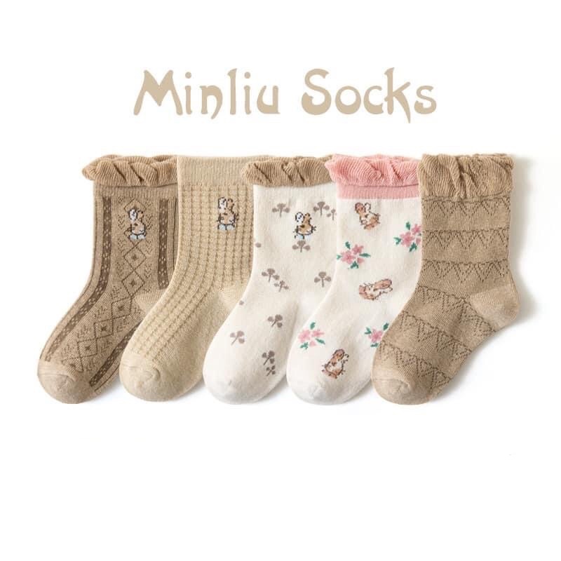 Combo 5 Đôi Tất Minliu Kids Họa Tiết Dễ Thương Cho Bé