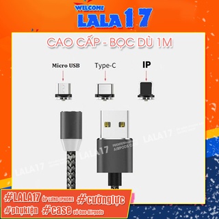 Dây cáp sạc nam châm 3 đầu phát sáng sạc nhanh
