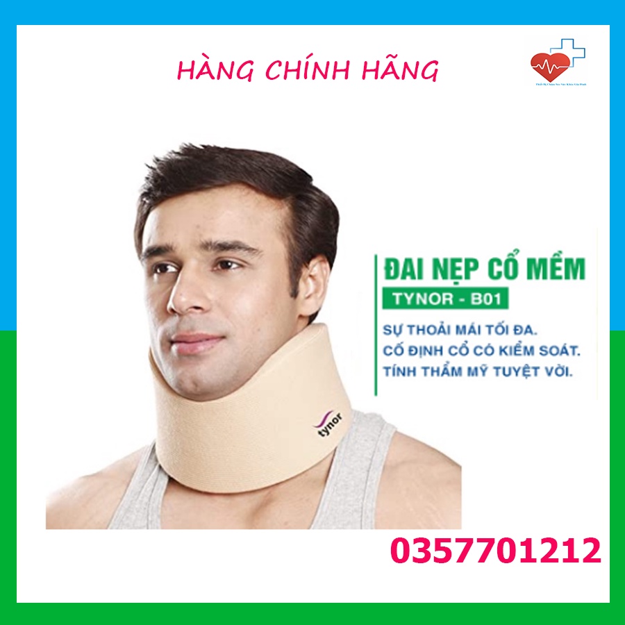 Đai cổ mềm cao cấp TYNOR B01, Đai nẹp cố định cổ có kiểm soát | Hàng chính hãng