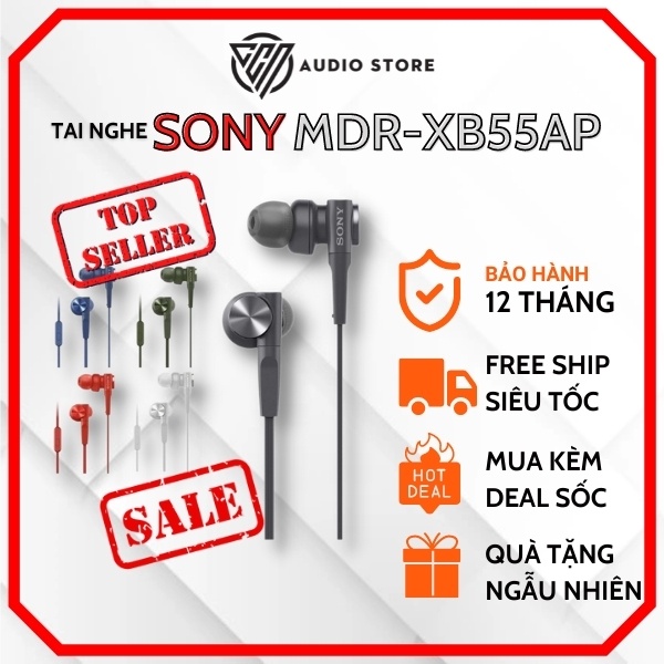 Tai nghe SONY IN-EAR EXTRA BASS™ MDR-XB55AP chính hãng - Mới 100%, Bảo hành 12 tháng toàn quốc