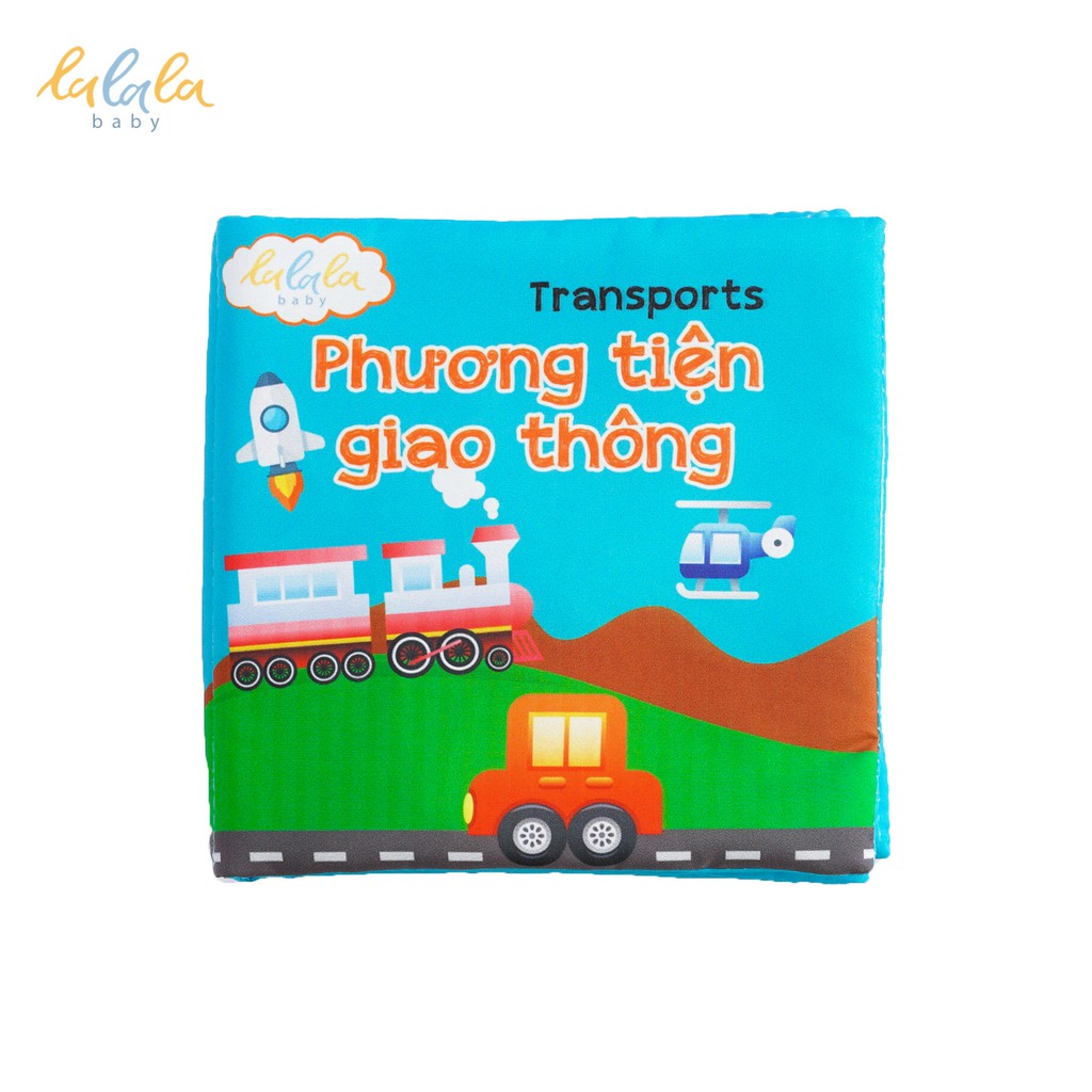 Combo 2 cuốn sách vải Lalala baby, kích thích đa giác quan, kích thước 15x15cm 12 trang (Phương tiện GT, Động vật)